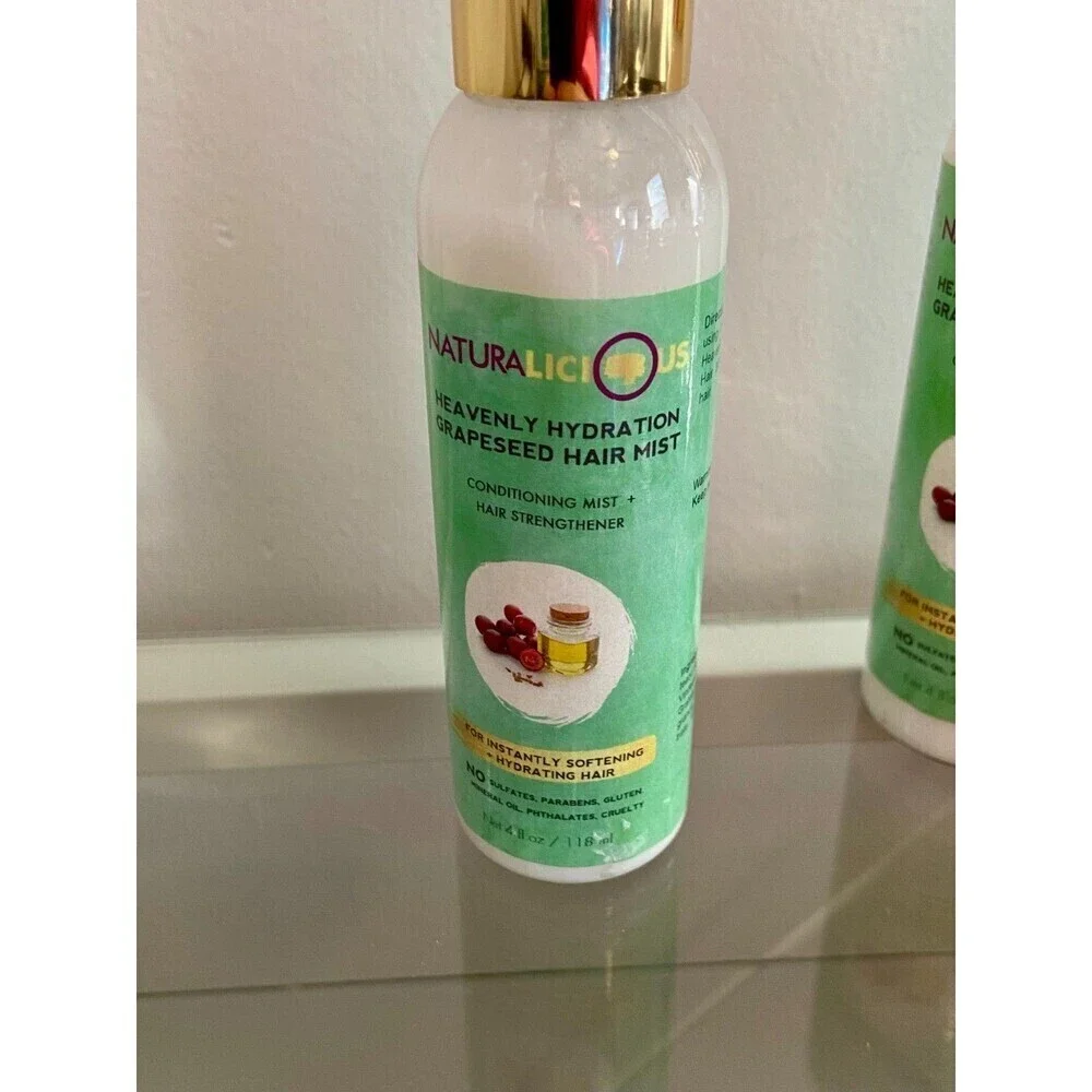 (2) Naturalicious Heavenly Hydration Grapeseed Hair Mist Conditioning 4oz NEW